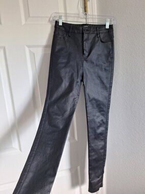 Apperloth Black Coated Skinny Pants Faux Leather Look High Rise